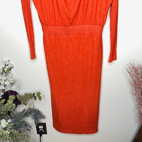 ANTHROPOLOGIE x DAILY PRACTICE Draped Cowl Neck Maxi Dress Orange Sz S {V24} - Picture 3 of 8